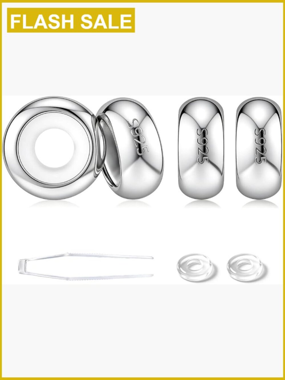 4-Pack Sterling Silver Spacer Beads for Charm Bracelet Making